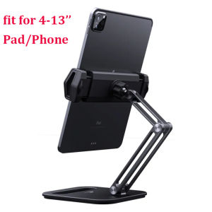 Tablet Stand for iPad Aluminum Tablet Holder with Heavy-Duty Base for Desk Fully Adjustable Angle Compatible with iPad Pro Air Mini Galaxy Tab Surface Pro Kindle 4-13" Black