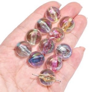 10-16มม. 10ชิ้น/ถุงอะคริลิคชุบน้ำแข็งลูกปัดทรงกลมใสสำหรับเครื่องประดับอัญมณีสร้อยคอ DIY สร้อยข้อมือ