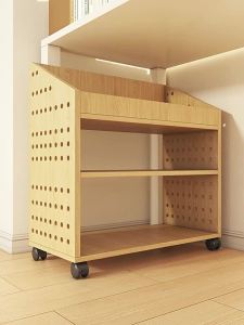 Movable Bookcases Shelving Book Cabinet Movable Book Shelf Rack Storage Large Capacity Schoolbag Rack with Wheels Movable Book Shelf Rack Cabinet