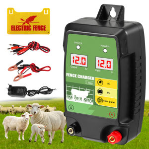 12V Electric Fence Energiser 2J 10KV  Solar/Batt-ery/AC Charger  12Km Range  Weatherproof Kit Protect Poultry Livestock From Thief & Animals