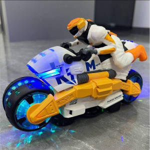 Aoduoyaya 360 Rotating Electric Stunt Motorcycle Dynamic Light Transformable Deformation Motorcycle Toy Sound Effects Interactive