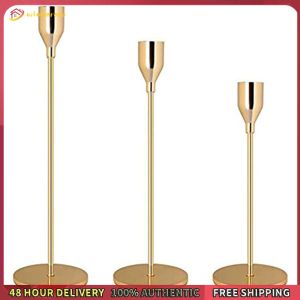 Winnereco 3Pcs Metal Taper Candle Holder Candle Stick Holder for Wedding Fireplace Mantel Housewarming Gift
