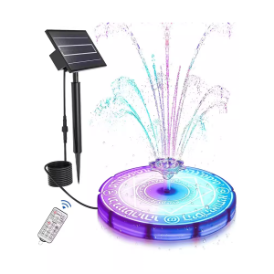 น้ำพุตกแต่งสวน พลังงานแสงอาทิตย์ มีไฟเปลี่ยนสีได้ น้ำพุอักษรรูน น้ำพุขนาดเล็ก น้ำพุตกแต่งสวน ตกแต่งบ้าน รูน สีสดใส