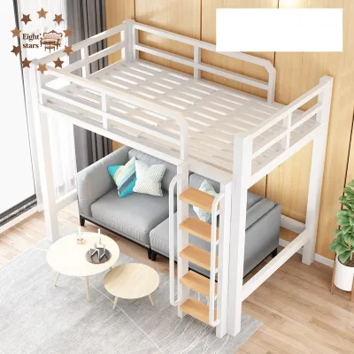 Small Apartment Loft Bed High Bed Iron Bed Underbed Table Student Apartment Combination Bed