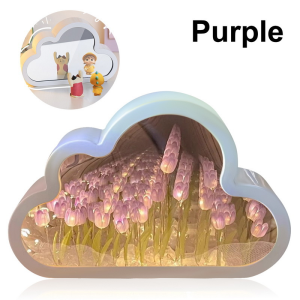 Tulips Mirror Lamp Valentines Gift Led Tulip Flower Night Lamp DIY Gift For Girlfriend Birthday