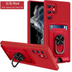 Soft TPU Silicone Casing For Samsung Galaxy S22 Ultra S21 FE S 21 22 Pro Ultra 5g Card Slot Phone Case Protect The Lens Back Cover Shockproof Band Ring Holder Casing