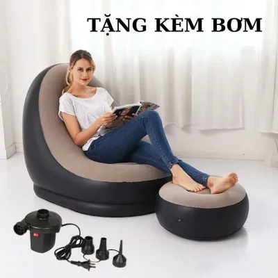 [ TẶNG KÈM BƠM ] Ghế Lười Tựa Lưng Bơm Hơi Kiểu Dáng Hàn Quốc Ghế Lười Bơm Hơi Loại Cao Cấp Êm ÁI