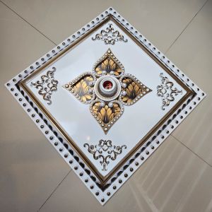 Fitting Plafon Gypsum Desain Elegan dengan Lampu Hemat Energi Diameter 45cm