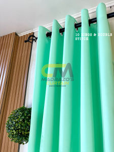 Madrazo`s 10 Rings - Plain Green Curtain -Non-Faded Cotton and Kretona Fabric - 5FT up to 9FT LONG - Mint Avocado Army green Xmas green & Emerald green
