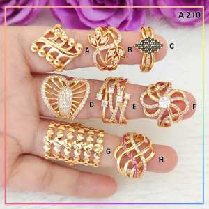 Nice Jewelry Cincin dewasa permata wajik hitam terbaru perhiasan lapis emas A210