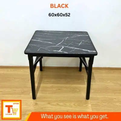 FOLDABLE/FOLDING SQUARE TABLE (60x60 80x80) WITH METAL LEGS (MARBLE BLACK)