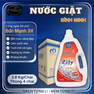 Nước Giặt Zily 3.8Kg - (4Chai/Thùng) - Tặng 1 Nước Rửa Tay Zily 500Gr