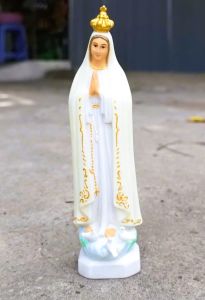 Tượng Mẹ Fatima triều thiên 17cm bột đá trang trí xe hơi để bàn quà tặng công giáo