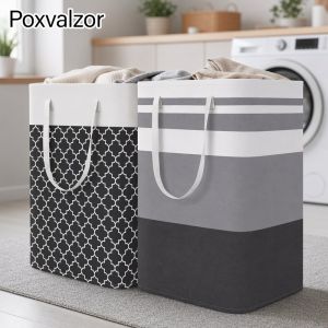 75L Waterproof Canvas Foldable Laundry Basket Large Capacity Portable Clothes Storage Bin For Home Bathroom Camping Car Use