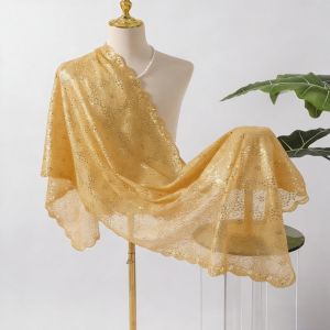 WAPKTY Elegant Evening Dresses Shawls Sequins Embroidered Sheer Hollow Bridal Shrugs Luxury Embellished Trim Wedding Shawl Cape for Women