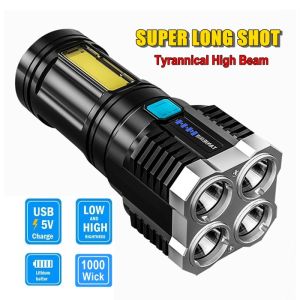 Super bright 4-core P1000 LED flashlight with USB charging Camping Lamps light