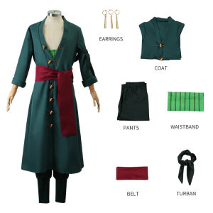 Anime One Piece Trang Phục Cosplay Cho Nam Giới Roronoa Zoro 2 áo choàng kimono Bộ Vương Quốc Của Sự Hài Hòa Zoro 2 Tay áo dài Áo Khoác Áo Khoác Trang Phục