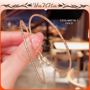 Anting Tusuk Wanita Fashion Hijab Trendy Bentuk bulat Lingkaran Berlian Imitasi Titanium ANT16