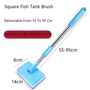 NOWNICE 180° Adjustable Tank Sponge Cleaning Brush Super Long Handle Double-Sided Aquarium Clean Brush Window Algae Algae Scraping Brush