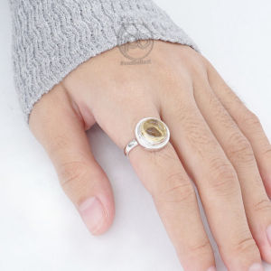 Cincin Yellow Citrine Natural Perak 925 Asli Ronacita