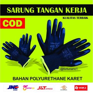 Grosir 1 Lusin Sarung Tangan Kerja Safety Hitam 12 pasang