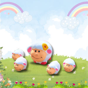 ตุ๊กตาปูนปั้นแต่งสวน เซรามิกแต่งสวนหน้าบ้าน รุ่นครอบครัวแกะสีขาว 1ชุด 5 ตัว เซรามิคแต่งสวน ตากแดดตากฝนได้