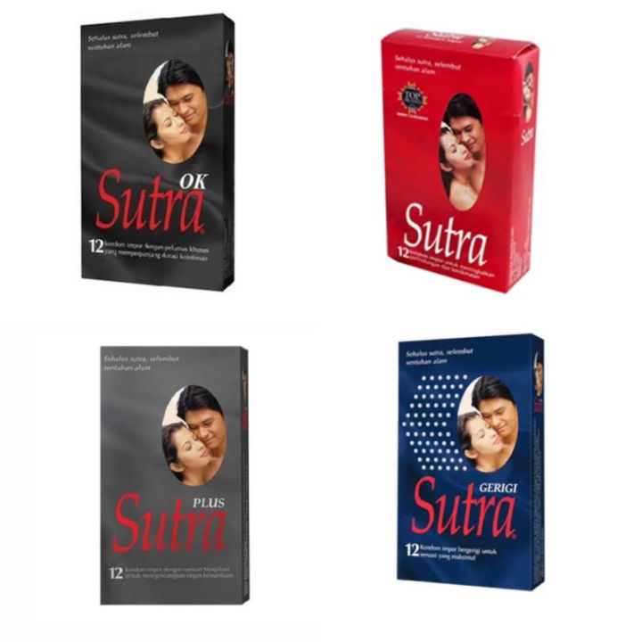 SUTRA ISI 12 PCS PENGAMAN KONDOM SUTRA PLUS OK MERAH GERIGI 12pcs