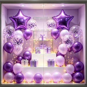 47-piece balloon set purple-themed balloons with star-shaped foil perfect for dreamy purple-themed wedding rooms anniversaries birthday parties engagement decorations and party balloon decor.