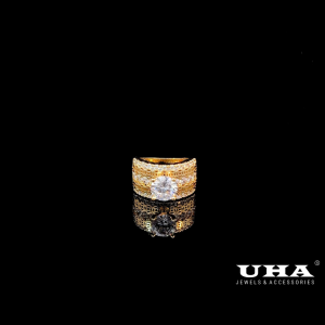 N1285 Nhẫn nữ thiết kế kiểu kim tiền đính đá sáng lấp lánh UHA