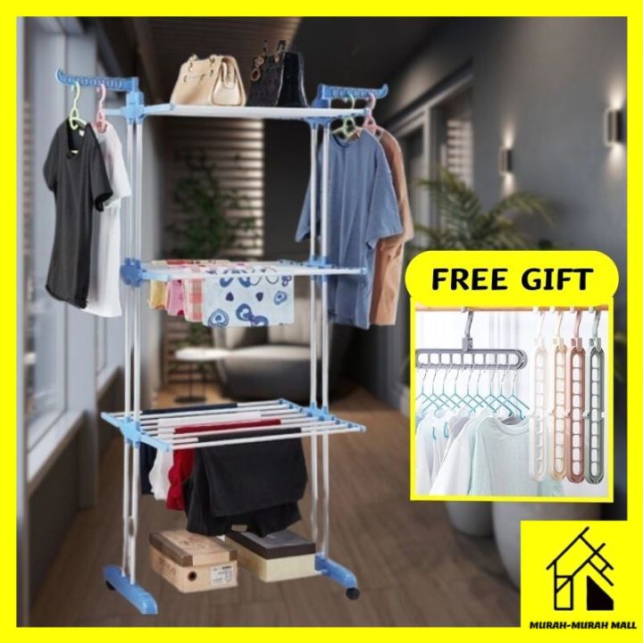 (READY STOCK) 3Tier Foldable Clothing Drying Rack Clothes Rack Clothes