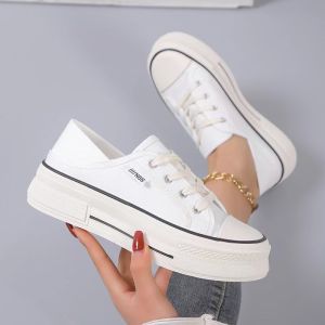 Fat feet thin section Korean style canvas shoes womens small white shoes non-slip black and white board shoes