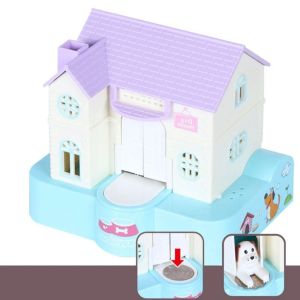 LIEYH เอฟเฟกต์เพลงเบาๆ กล่องบ้านสุนัขแบบประหยัด การกลืนกินอัตโนมัติ กล่องเก็บของสำหรับเก็บ กระปุกออมสินปิกาจู อะนิเมะ ฟิกเกอร์แอคชั่น กระปุกออมสินอิเล็กทรอนิกส์ ของขวัญสำหรับเด็ก