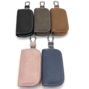 Car Key Chain Practical Car Key Bag Korean Style Car Key Case Wallet with Zipper Leather Car Key Pouch for Men Women