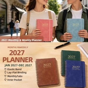 CSQ63 Lightweight 2027 Weekly Planner Tab Divided Thick Pages Spiral Planner Schedule Scheduler Spiral Bound A5 Agenda Notebook Work