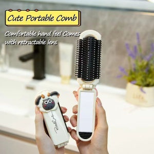 Hair Comb Anti-static Milk White Two-in-one Comb And Mirror Set Folding Comb