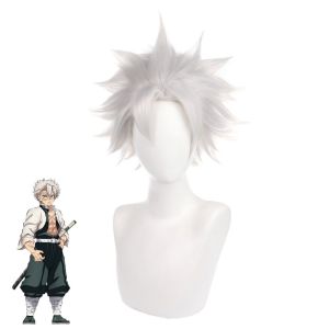 Demon Slayer Sanemi Shinazugawa Cosplay Costume Wind Hashira Uniform Full Set with Wig for Halloween Role‑Play