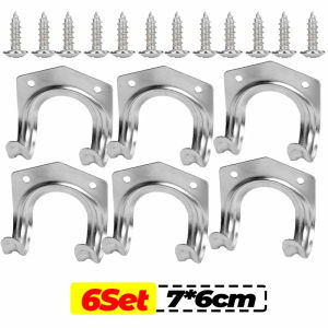 Dizoey 12PCS Metal Wall Hooks with Screws Garage Shed Hanging Organizer Multi-Purpose Hanger Holder Double Hooks for Garden Kitchen Brackets
