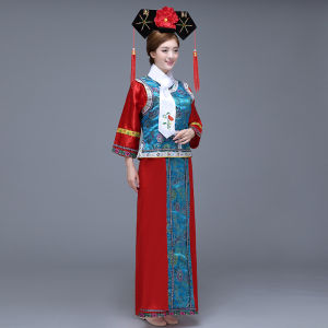 daidai (Ready Stock) Woman GeGe Costume Chinese Qing Dynasty Traditional Dress Costume 高档公主古装清朝还珠格格汉服古代宫锁珠帘旗服满族宫廷服装女