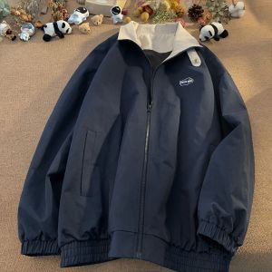 Brown Coffee Color vintage American Workwear Coat Mens and Womens Spring and Autumn National Fashion Loose Shell Jacket Couple Mens Jacket