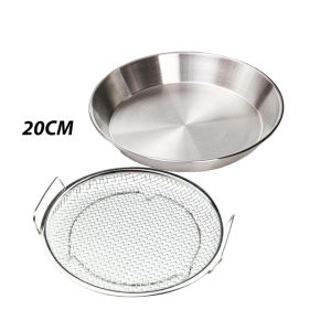 20/24CM Stainless Steel Oil Strainer Pan Household Kitchen Round Oil Filter Tray Large Mesh Design Oil Strainer Tray 沥油盘