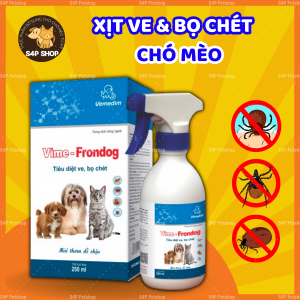 Xịt Phòng Và Diệt Ve Bọ Chét Trên Chó Mèo Vime Frondog 250ml Vemedim