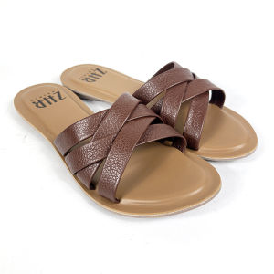 Sandal Kulit Wanita ZHR Model Teplek Nava Bahan Kulit Sapi Garut