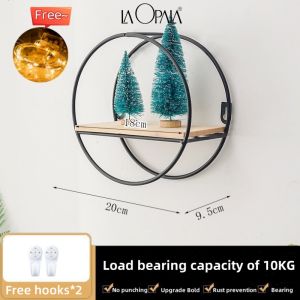 Metal Wall Rack House Shape 2 layer Wall Sundries Holder Multi-use Wooden Metal Wall Shelf Storage B