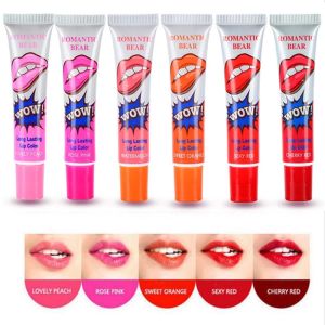 6 สี เล่น ลิปสติกเหลวคงทนกันน้ำลอกออกได้ เซอร์ลิปลอกออก ริมฝีปาก ลิปกลอสเครื่องสำอาง