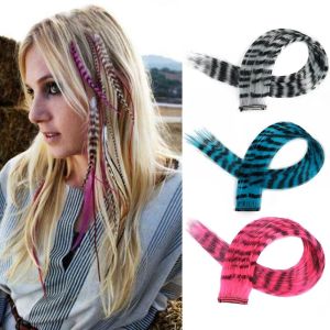 OKDEALS ลายทางพิมพ์ คลิปต่อผม หลากสี ซินเธติก วิกผมและชิ้นผม ใหม่ ตรง ไฮไลท์ผม สาวๆ