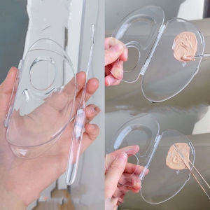 Makeup Palette Clear Acrylic Nail Stamping Plates Polish Gel Mixing Spatula Foundation Eyeshadow Stainless Steel Rod Manicure