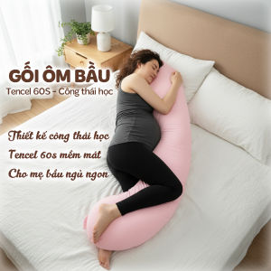 Gối ôm bầu Tencel 60s mềm mát - Gối bầu kê bụng nâng đỡ toàn thân giảm đau lưng vai cổ cho mẹ bầu ngủ ngon