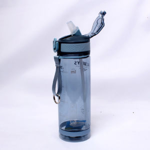 【Large Capacity】800ML Portable Water Bottle Pop-up with Straw and Scale Carry Strap for Sports Gym Leak-Proof BPA-Free Workout Camping Outdoor Accessories