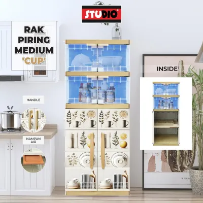 STUDIO RAK PIRING PLASTIK MEDIUM / LEMARI PIRING PLASTIK KABINET DAPUR SERBAGUNA