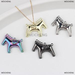 [COD] WEICHENG 2pcs Zinc Alloy Painted Rocking Horse Pendant Charms DIY Necklace Bracelet Earrings Accessories